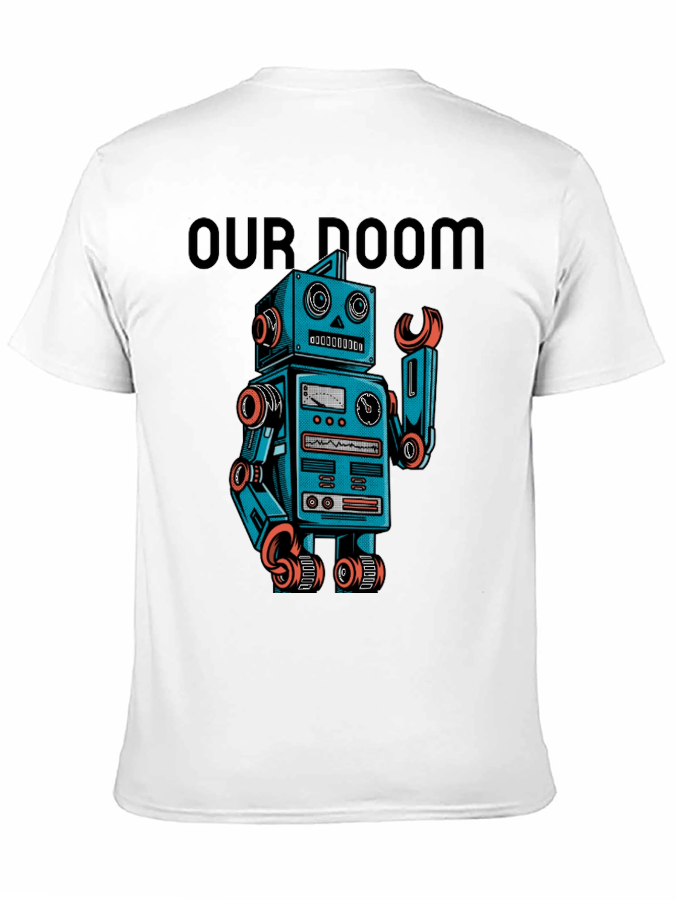 Retro Robot Graphic T-Shirt - Our Doom Funny Tee