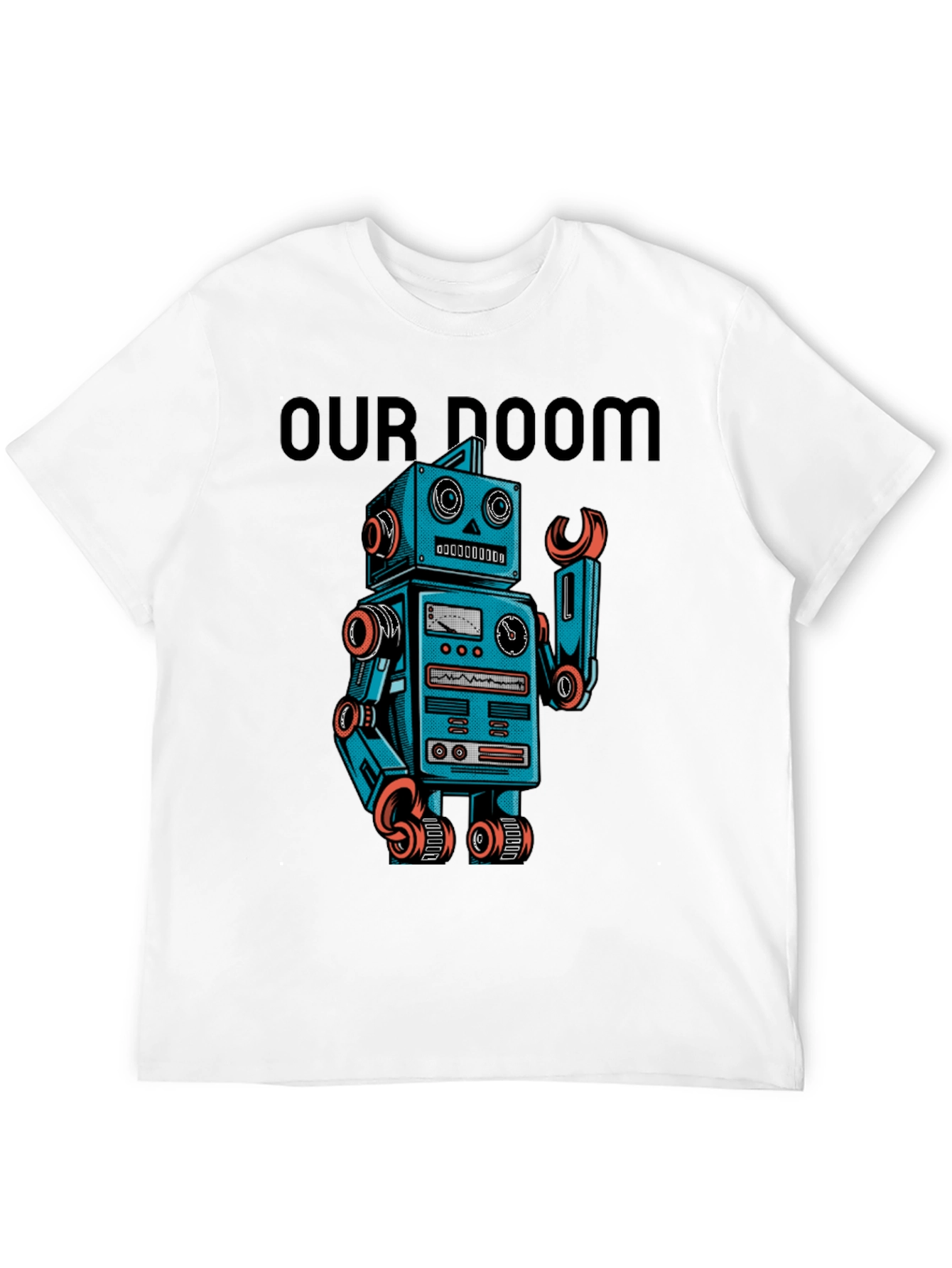 Retro Robot Graphic T-Shirt - Our Doom Funny Tee