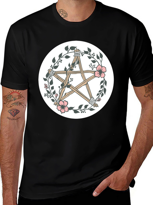 Floral Pentagram T-Shirt - Wiccan Pagan Style