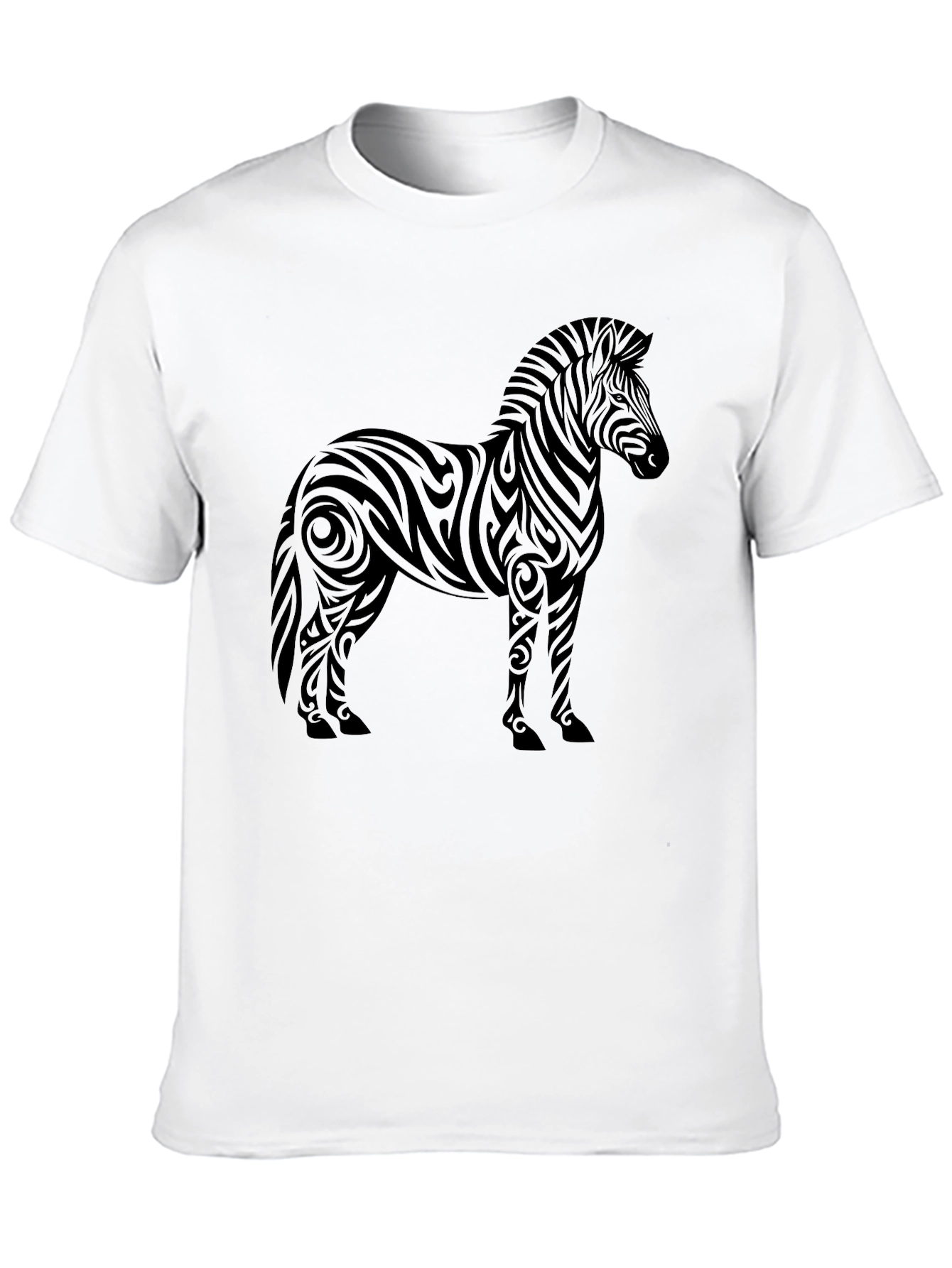 Tribal Zebra Graphic Tee - Stylish Mens Black T-Shirt