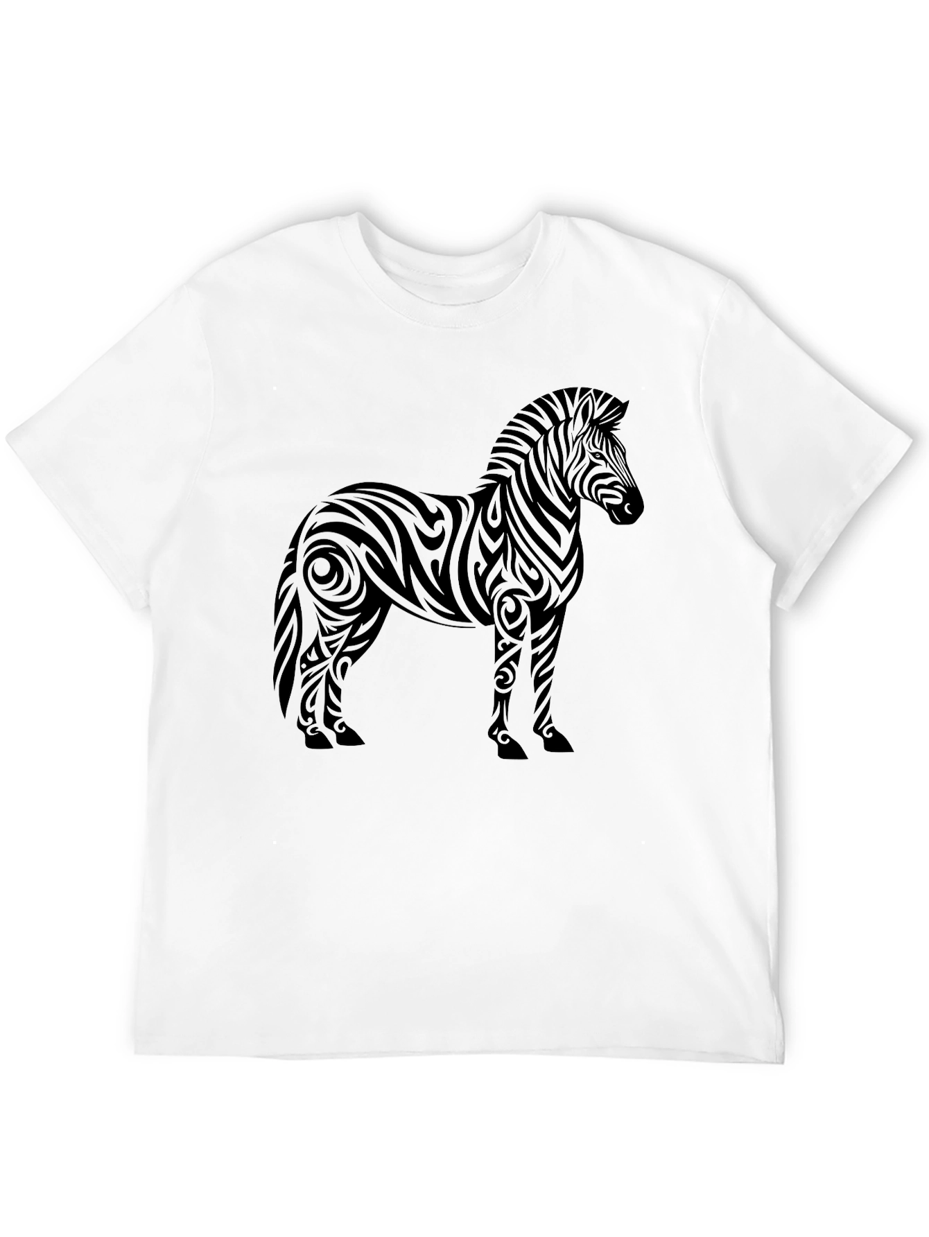 Tribal Zebra Graphic Tee - Stylish Mens Black T-Shirt