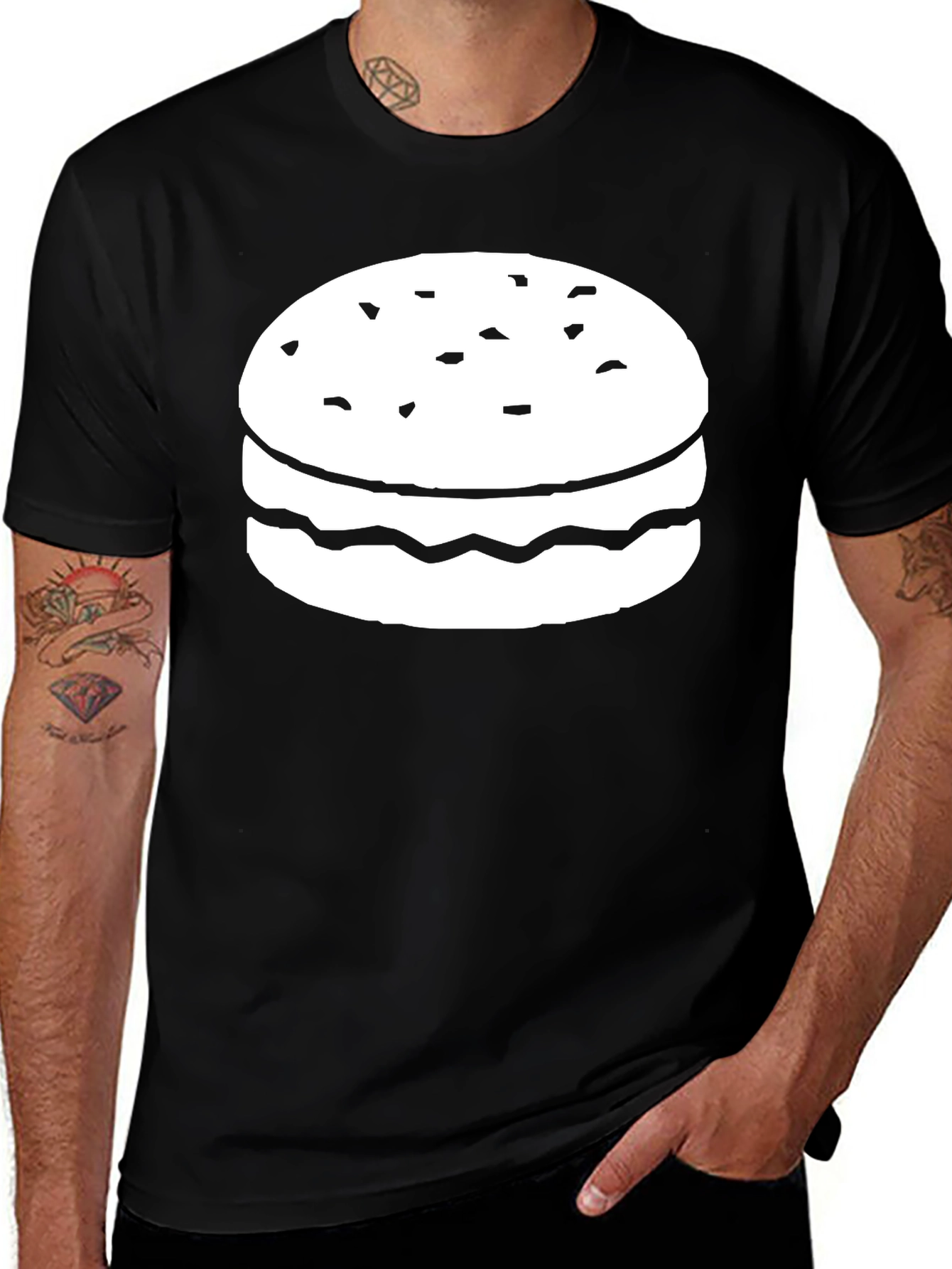 Burger Graphic Tee - Casual Black T-Shirt