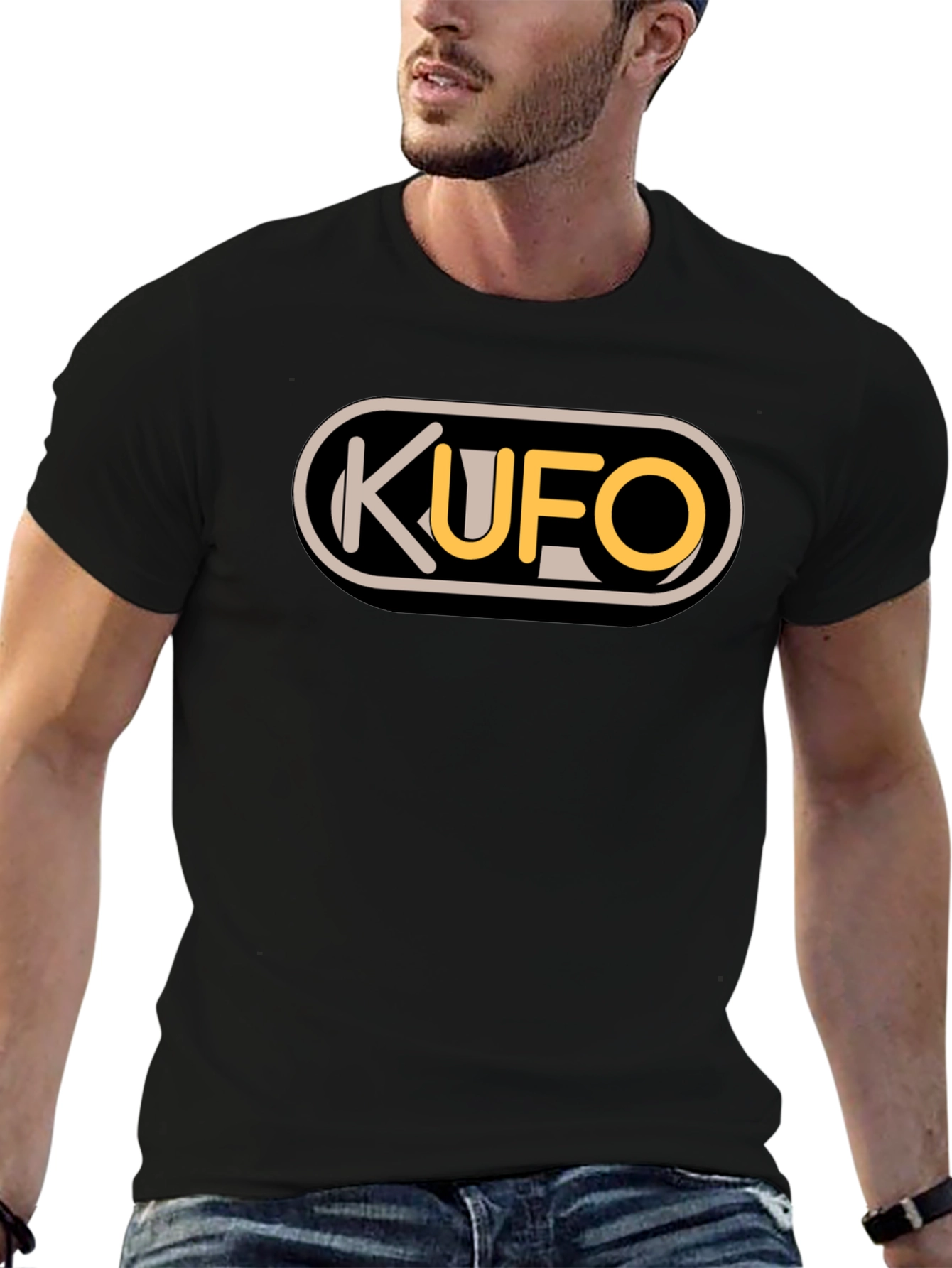 KUFO Graphic Tee - Classic Fit Black T-Shirt