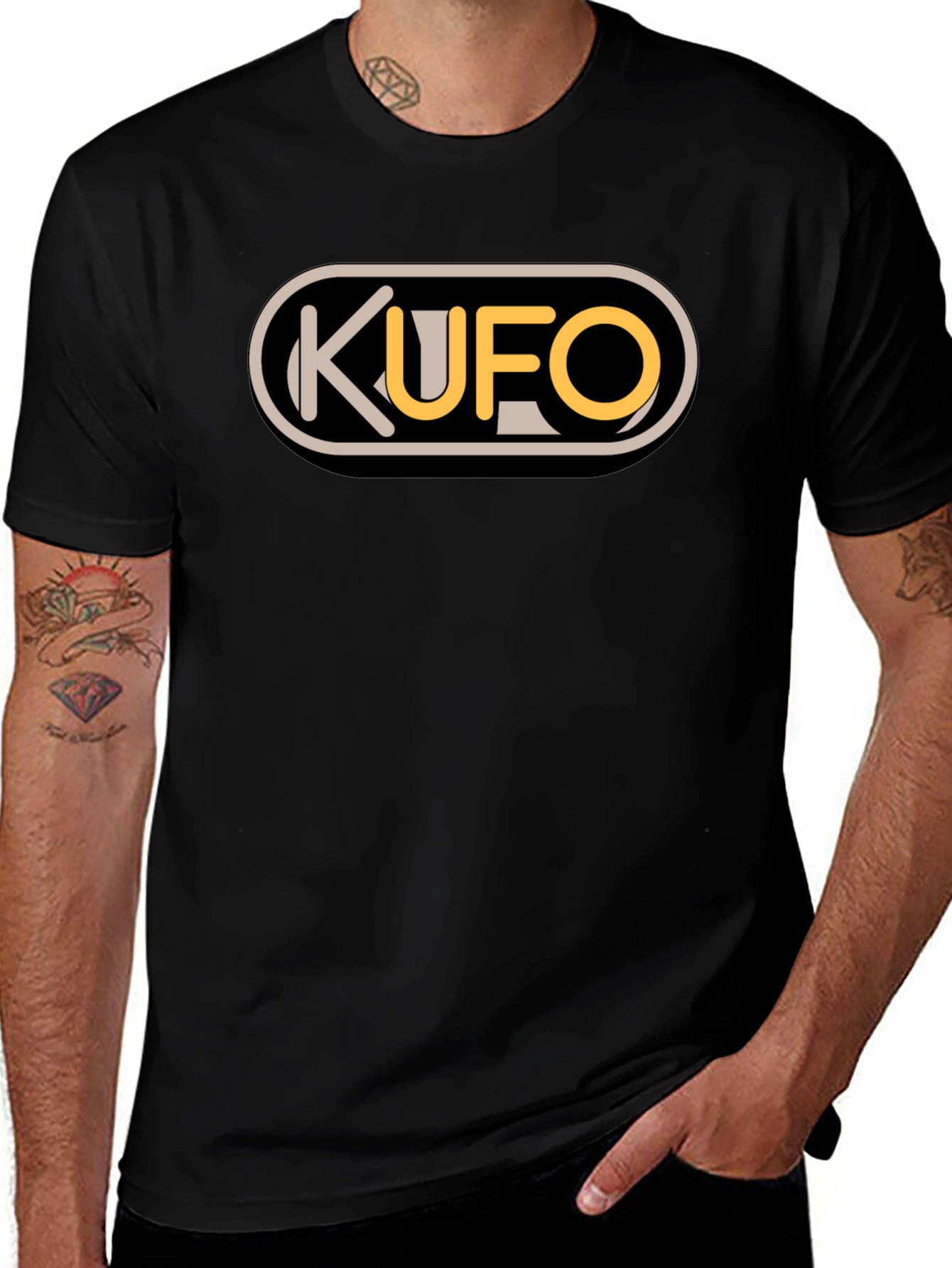 KUFO Graphic Tee - Classic Fit Black T-Shirt