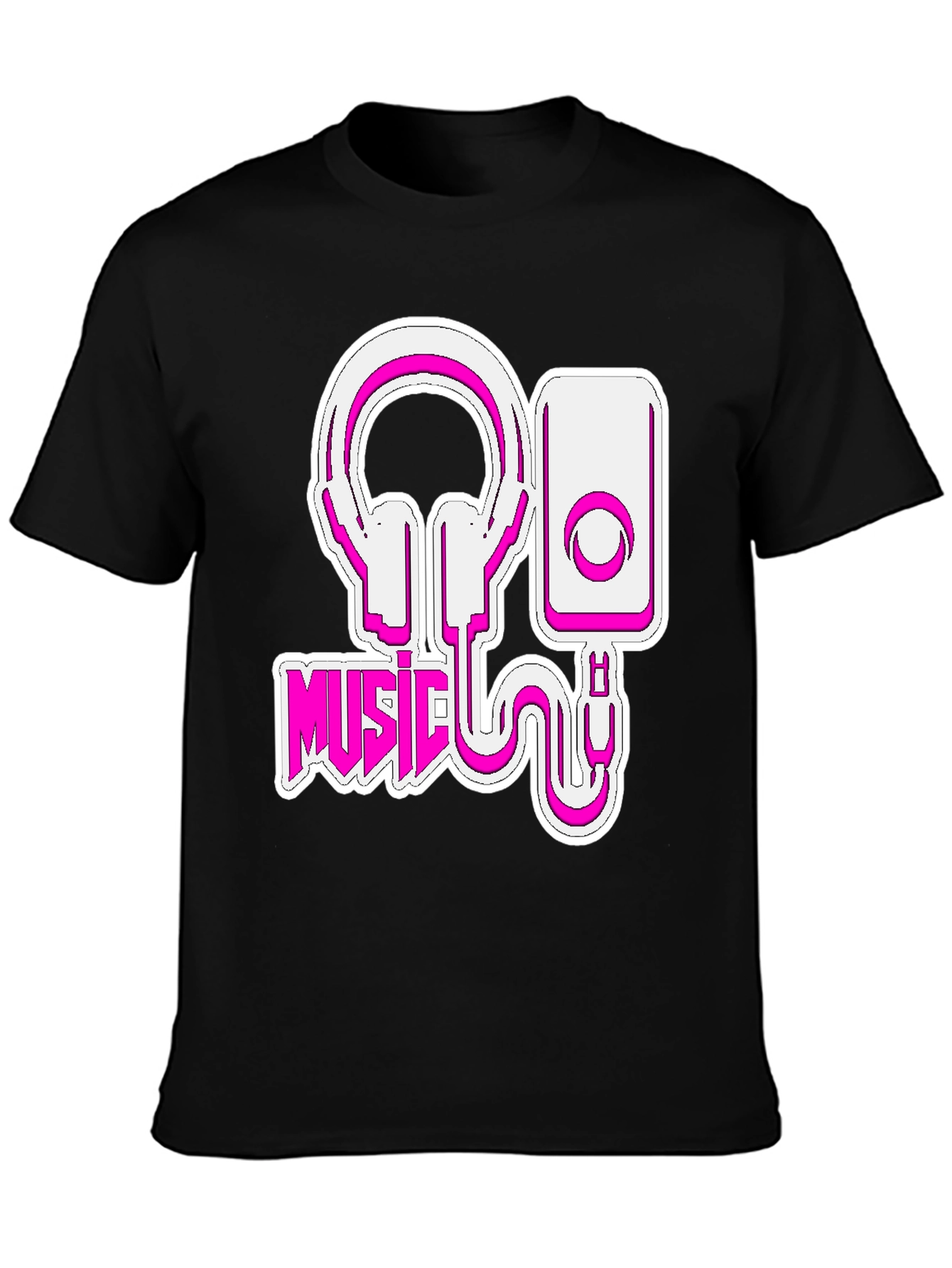 Music Lovers Black T-Shirt - Headphones & Speaker Design