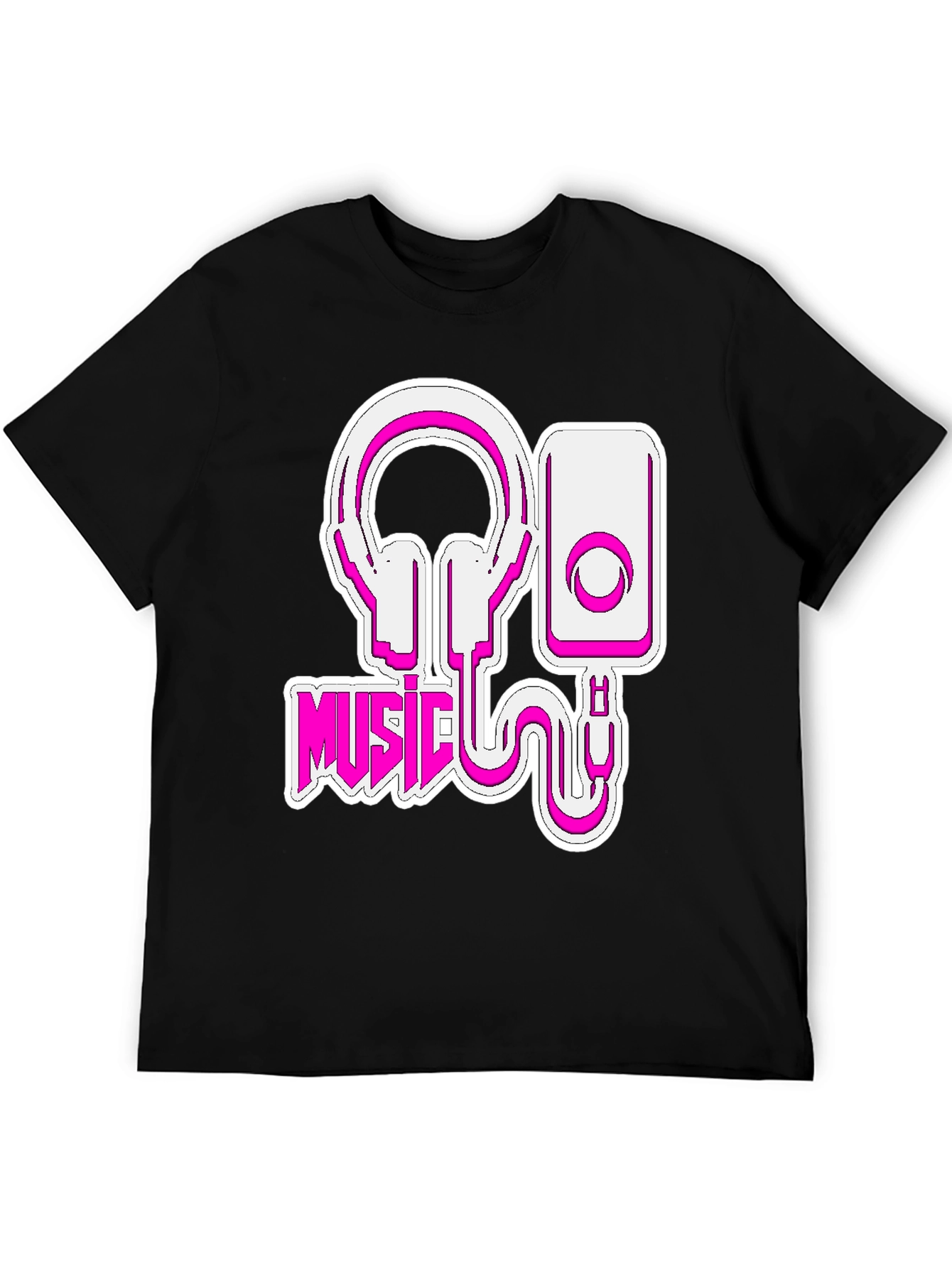 Music Lovers Black T-Shirt - Headphones & Speaker Design