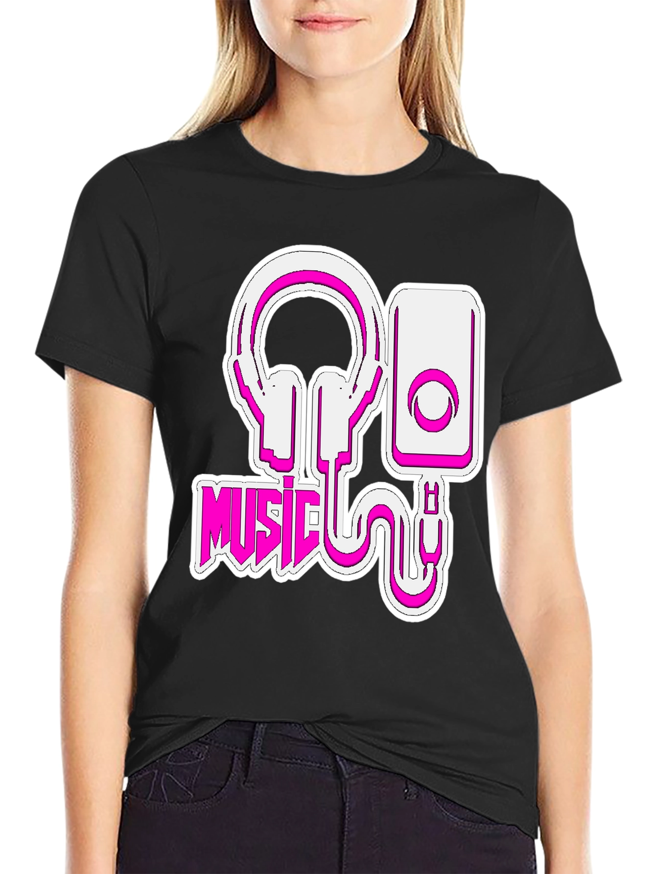 Music Lovers Black T-Shirt - Headphones & Speaker Design