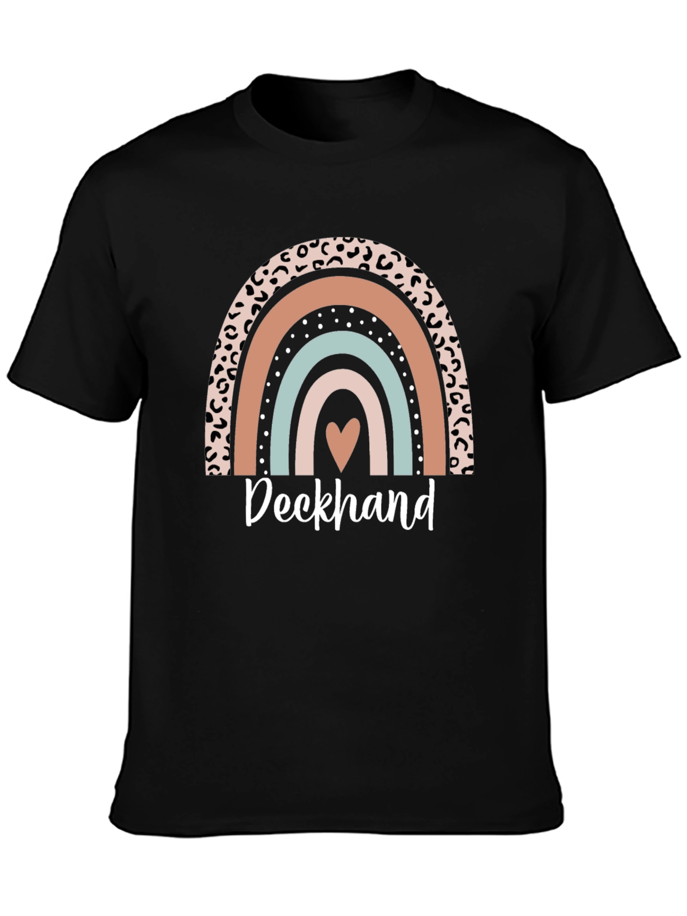 Deckhand Leopard Rainbow Heart T-Shirt