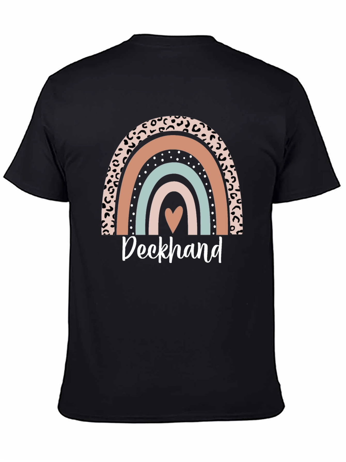Deckhand Leopard Rainbow Heart T-Shirt