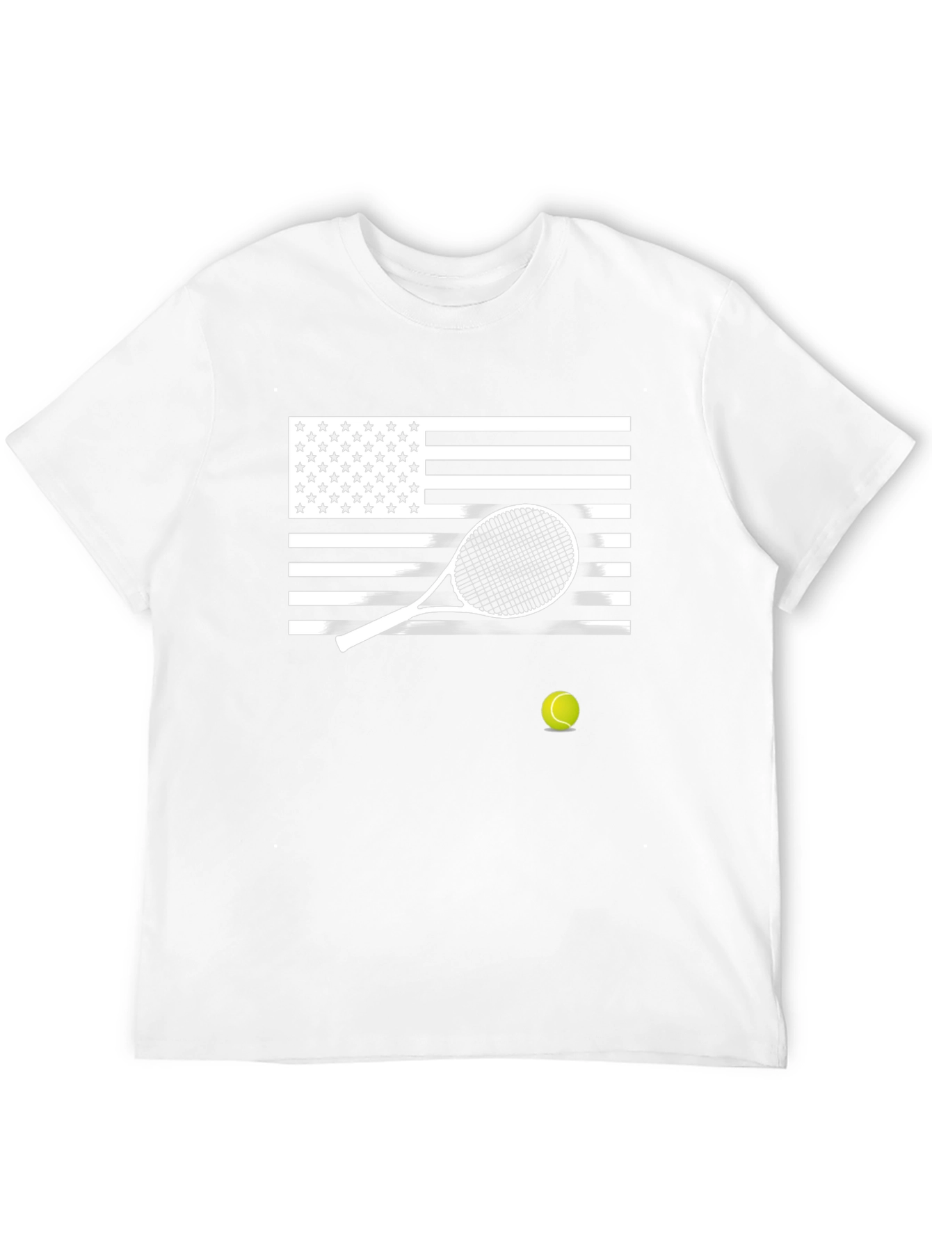 Patriotic Tennis T-Shirt - USA Flag & Racket Design