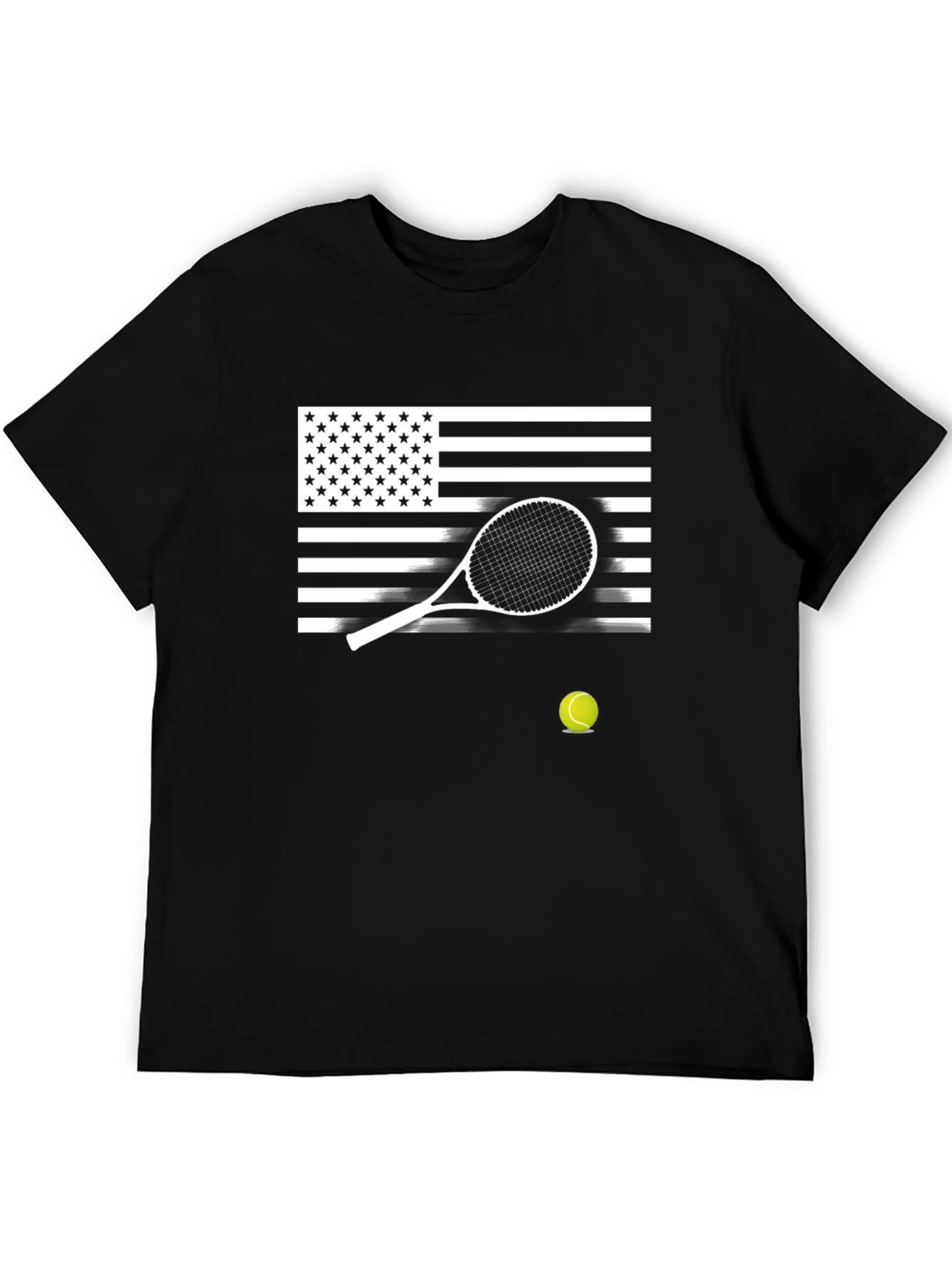 Patriotic Tennis T-Shirt - USA Flag & Racket Design