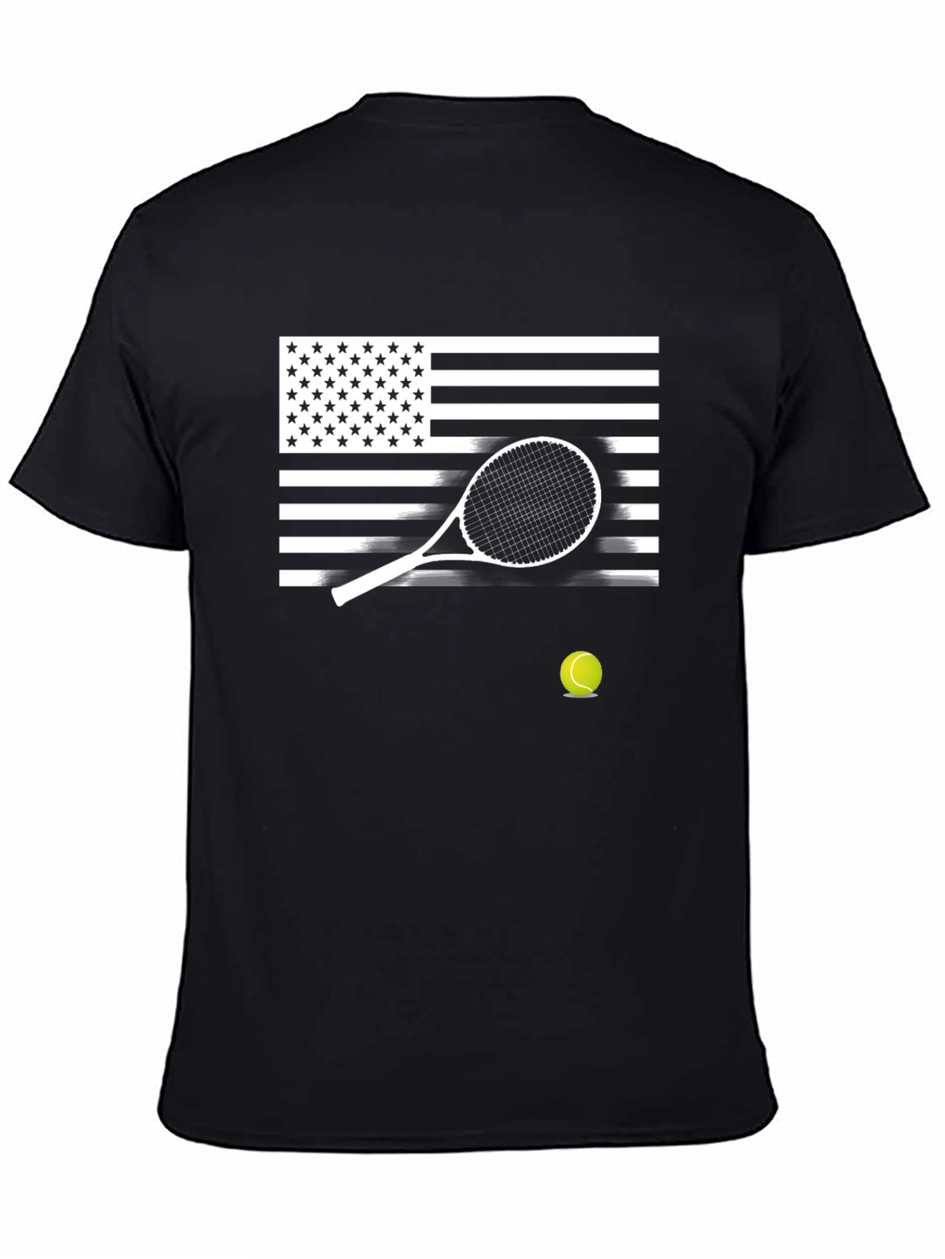 Patriotic Tennis T-Shirt - USA Flag & Racket Design