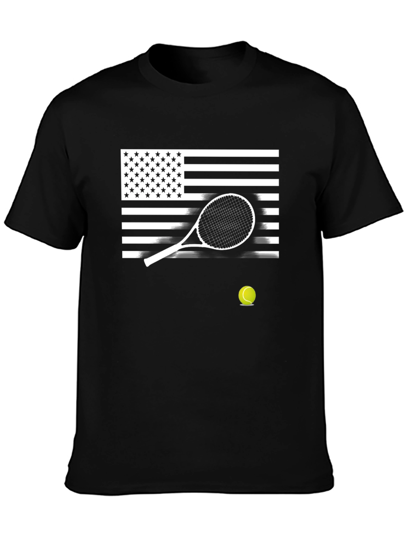 Patriotic Tennis T-Shirt - USA Flag & Racket Design