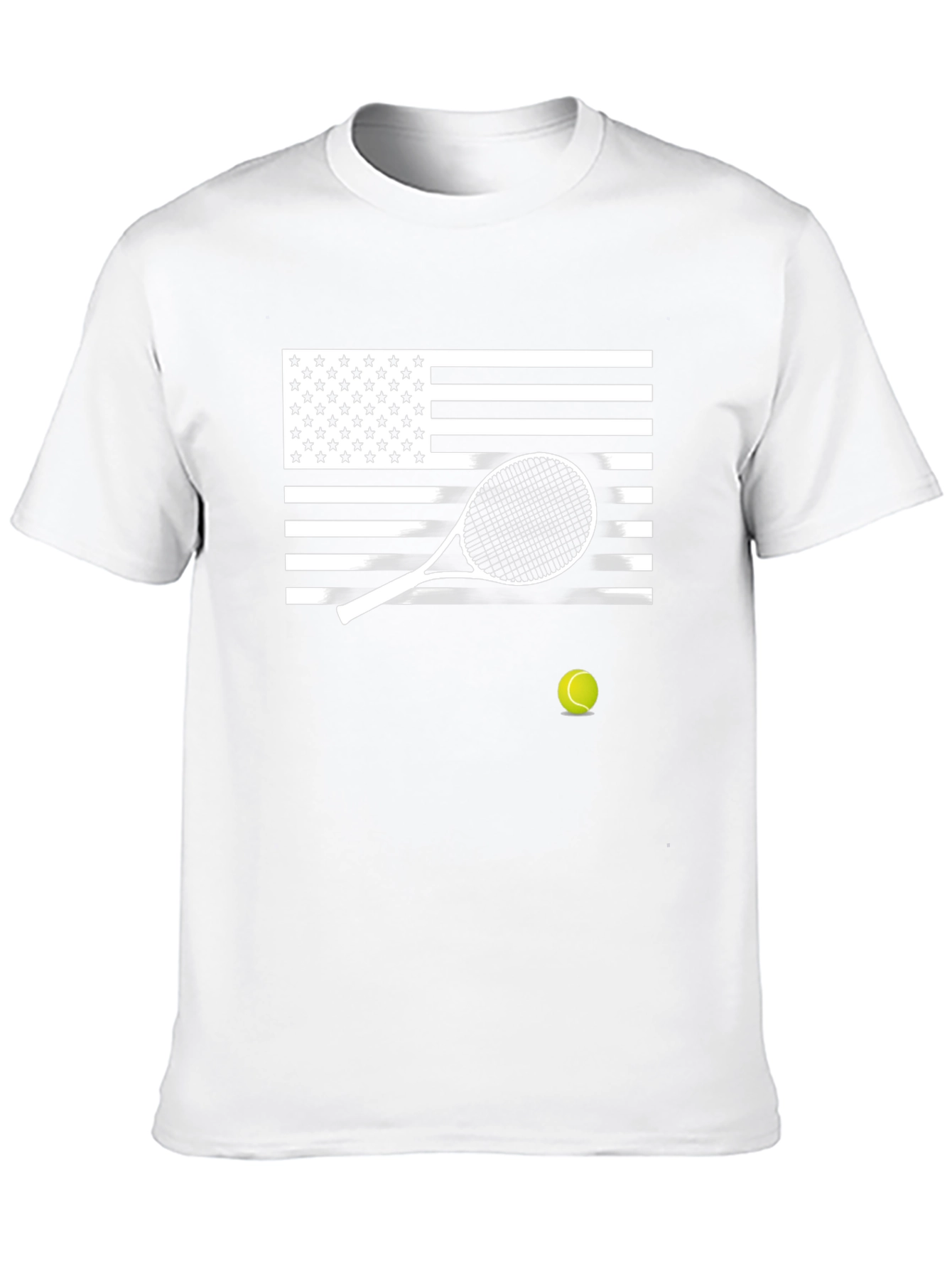 Patriotic Tennis T-Shirt - USA Flag & Racket Design