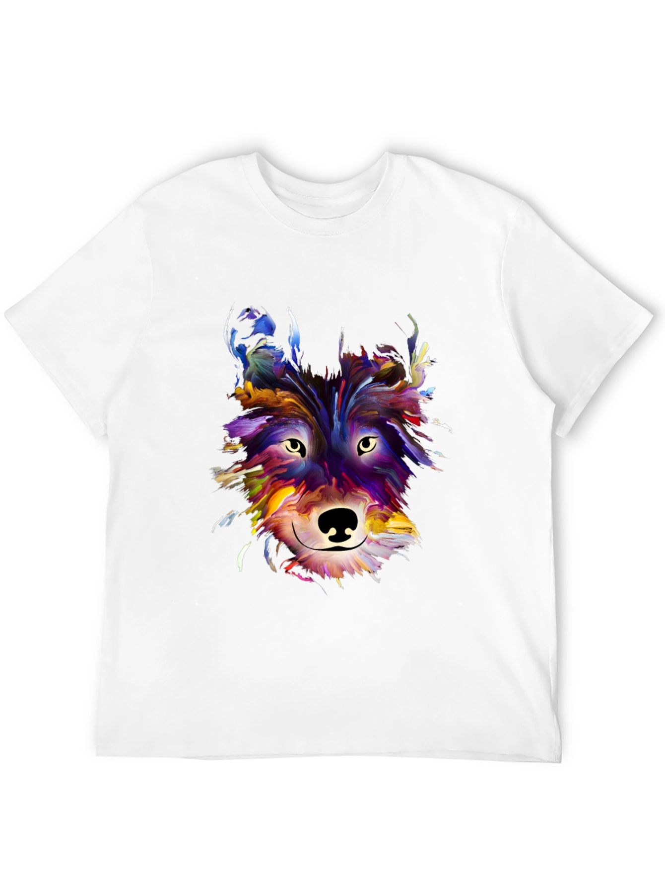 Abstract Wolf Graphic Tee - Artistic Mens T-Shirt