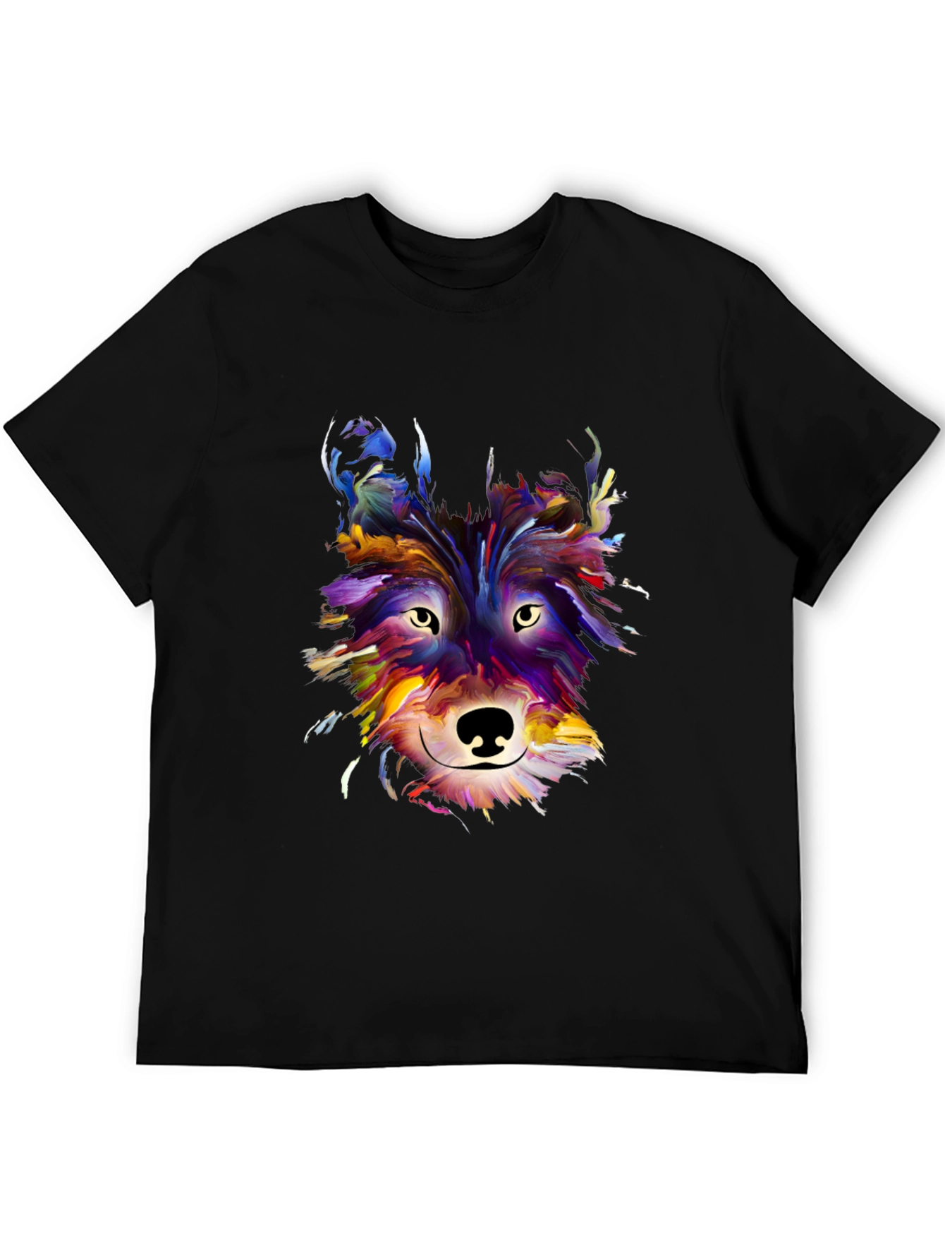 Abstract Wolf Graphic Tee - Artistic Mens T-Shirt