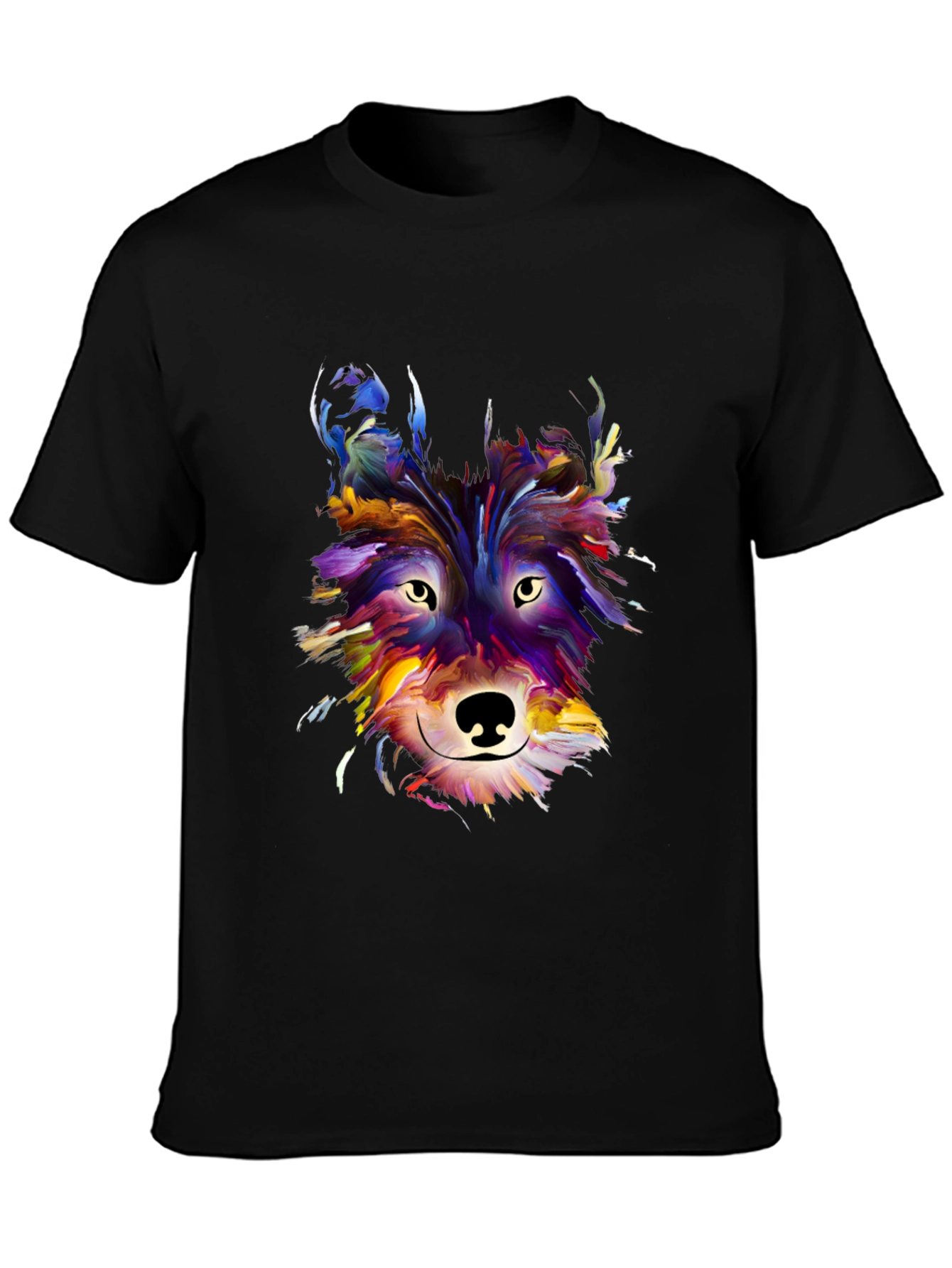 Abstract Wolf Graphic Tee - Artistic Mens T-Shirt