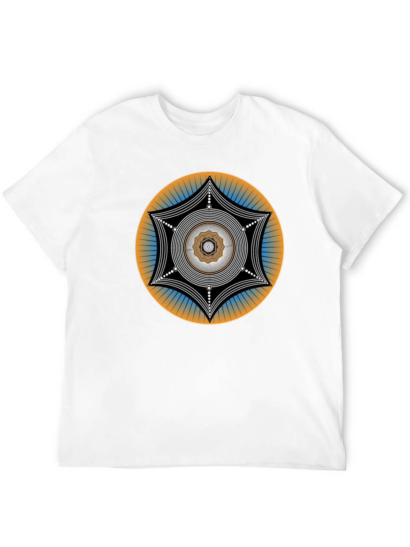 Geometric Mandala Graphic Tee - Black