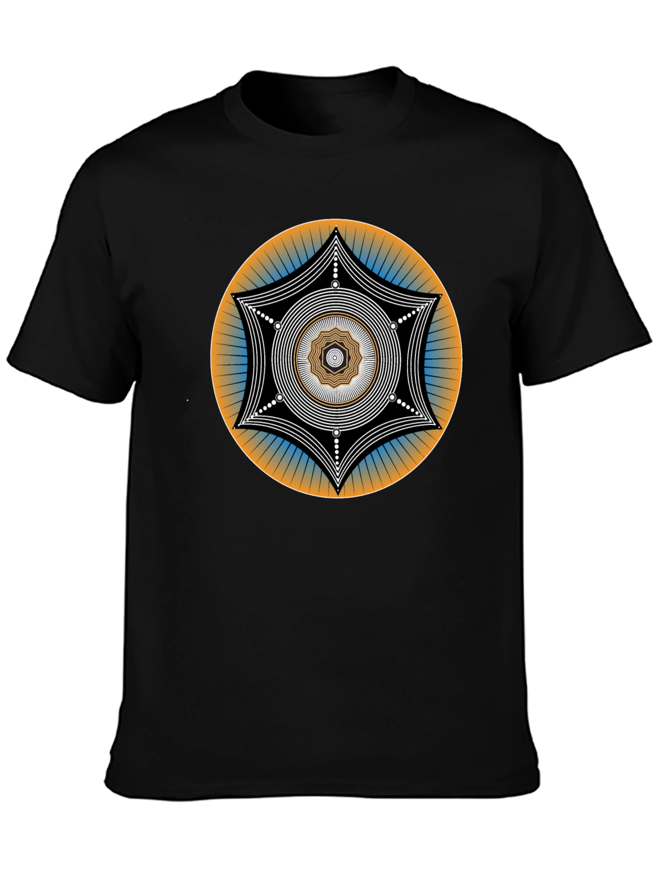 Geometric Mandala Graphic Tee - Black