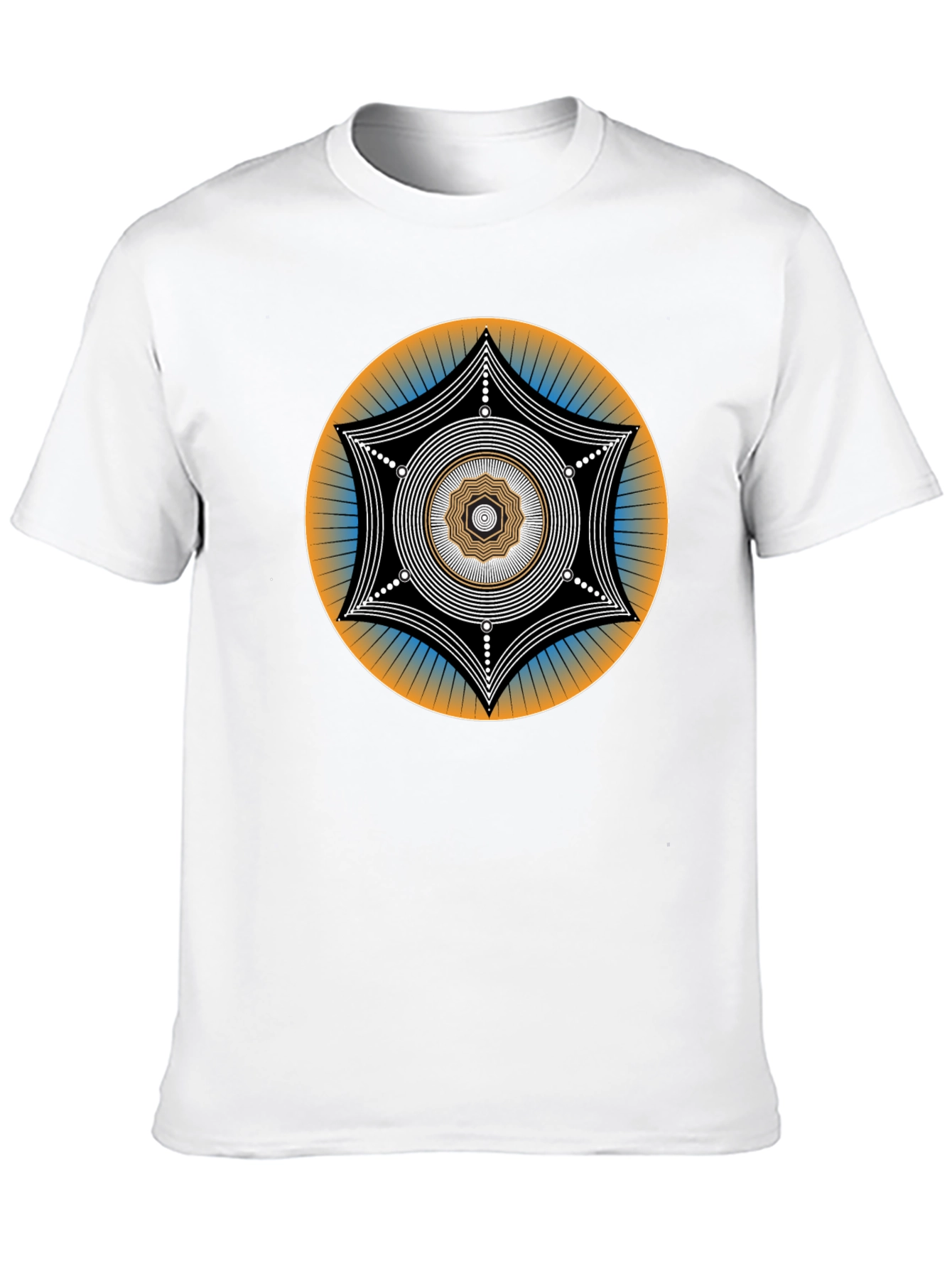 Geometric Mandala Graphic Tee - Black