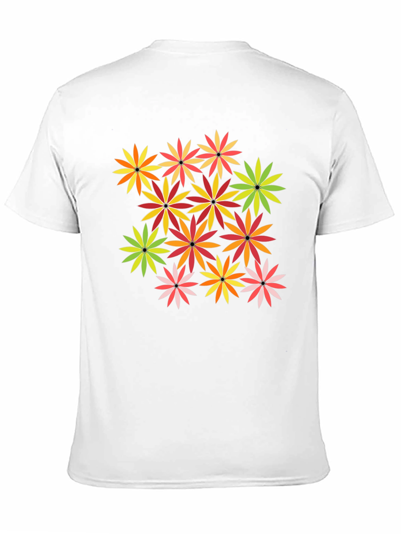 Floral Pattern Black T-Shirt - Vivid Blossom Design