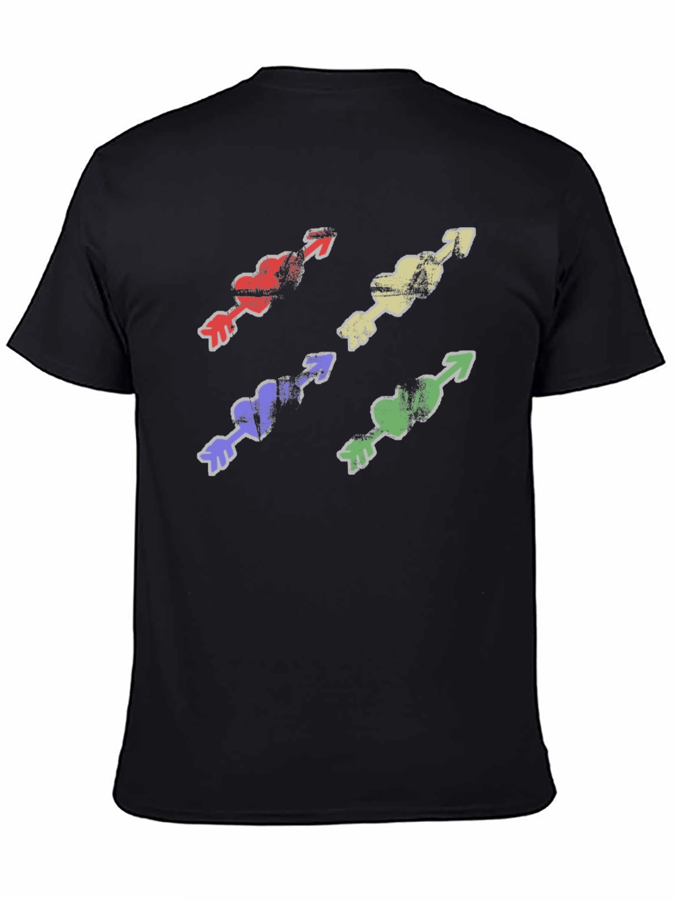 Arrow Heart Graphic Print Black T-Shirt