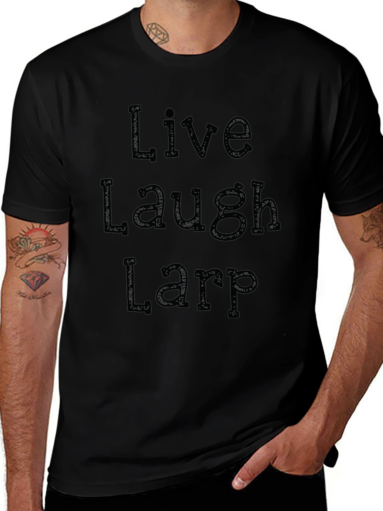 Live Laugh Larp Black Graphic Tee