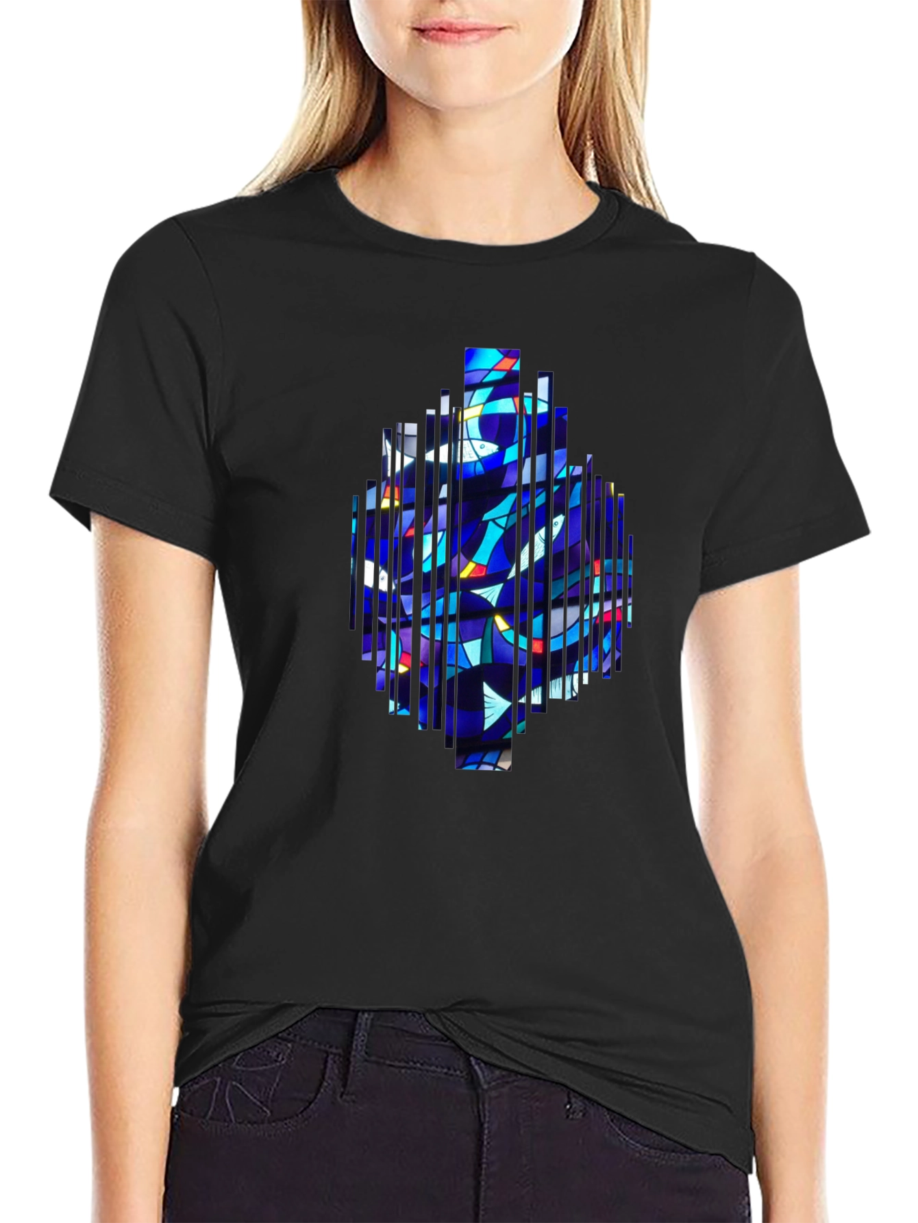 Abstract Stained Glass Graphic Tee - Modern Art Shirt