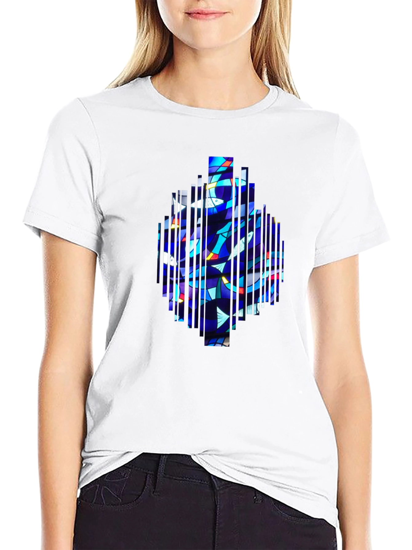 Abstract Stained Glass Graphic Tee - Modern Art Shirt