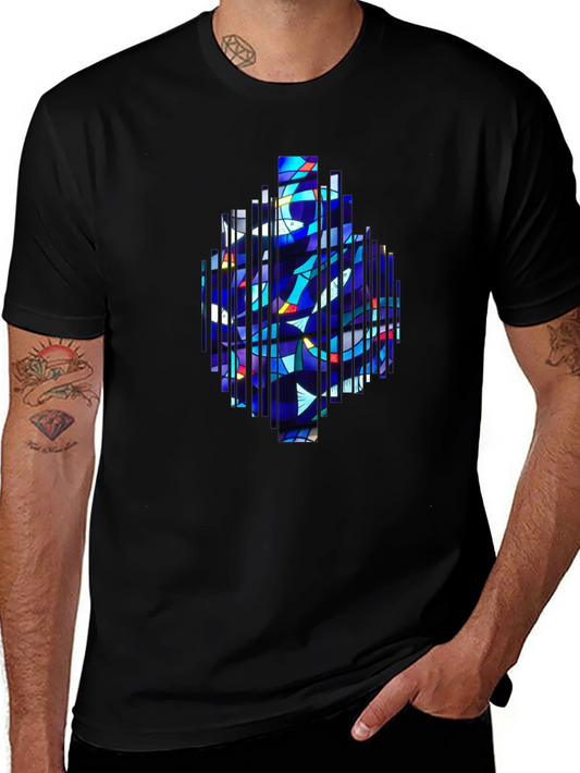 Abstract Stained Glass Graphic Tee - Modern Art Shirt
