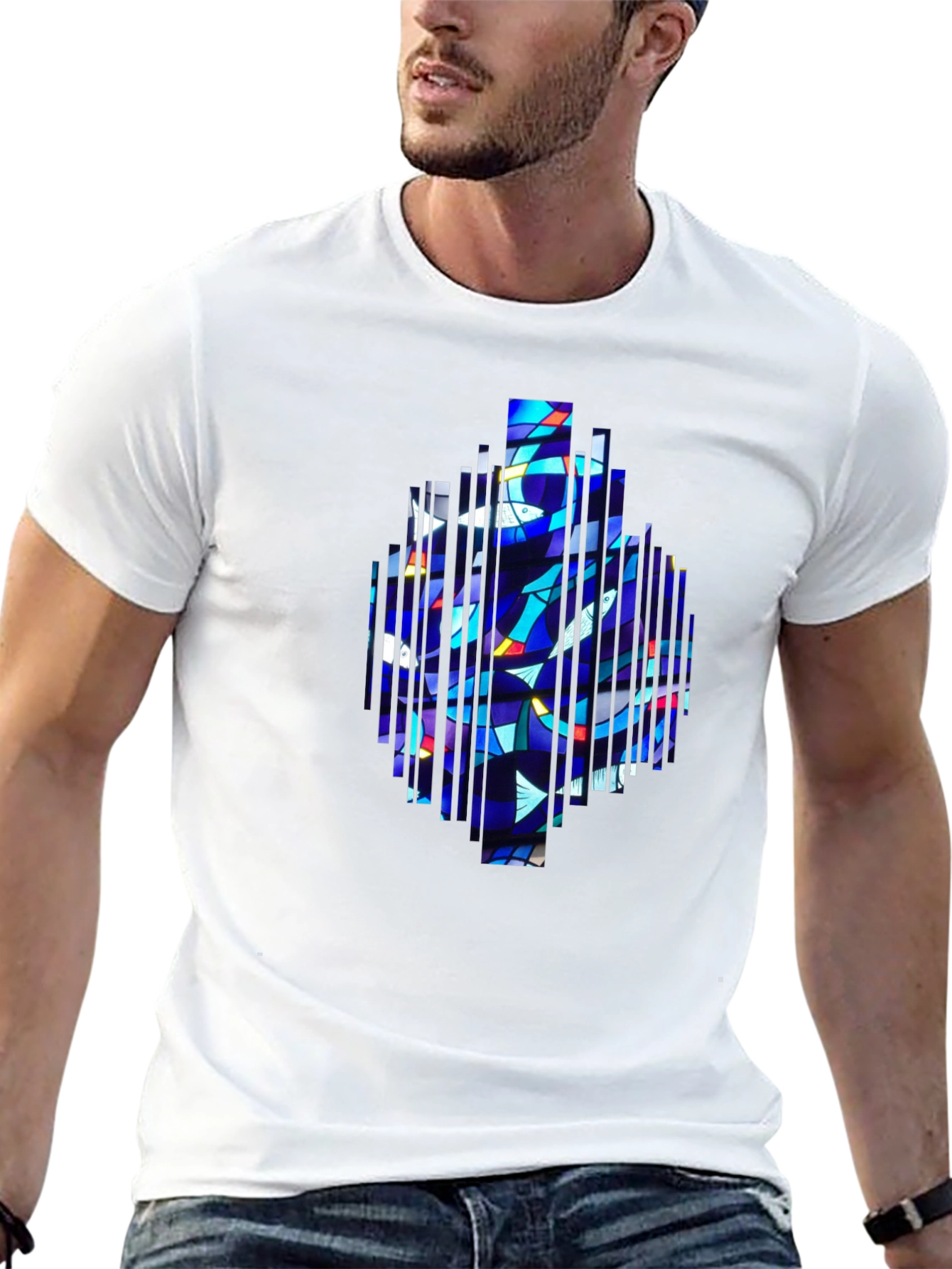 Abstract Stained Glass Graphic Tee - Modern Art Shirt
