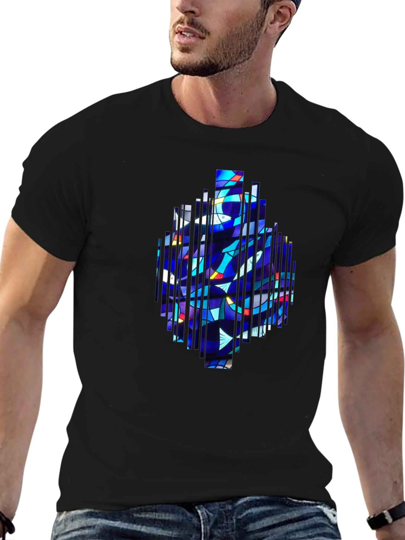 Abstract Stained Glass Graphic Tee - Modern Art Shirt
