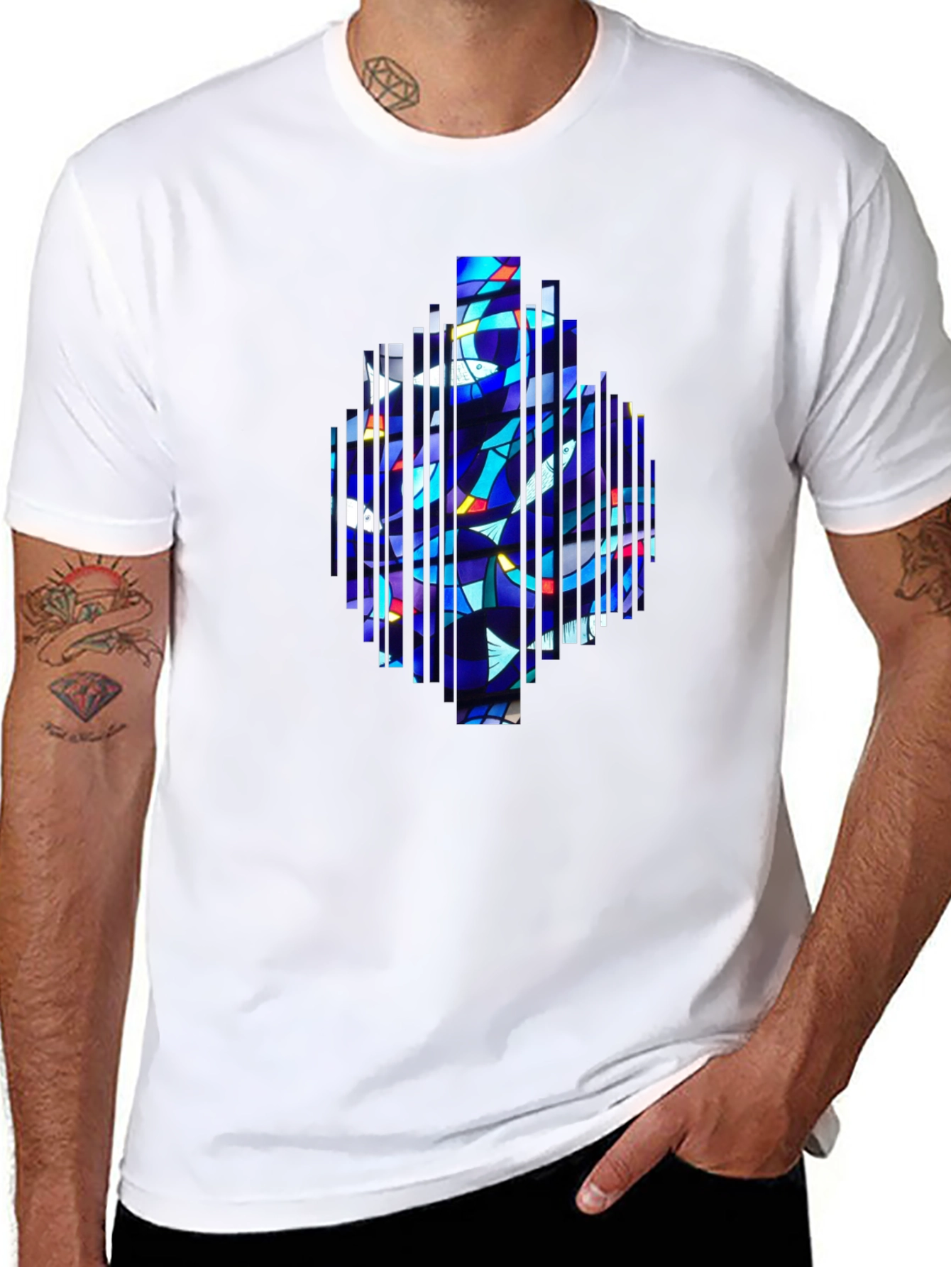 Abstract Stained Glass Graphic Tee - Modern Art Shirt