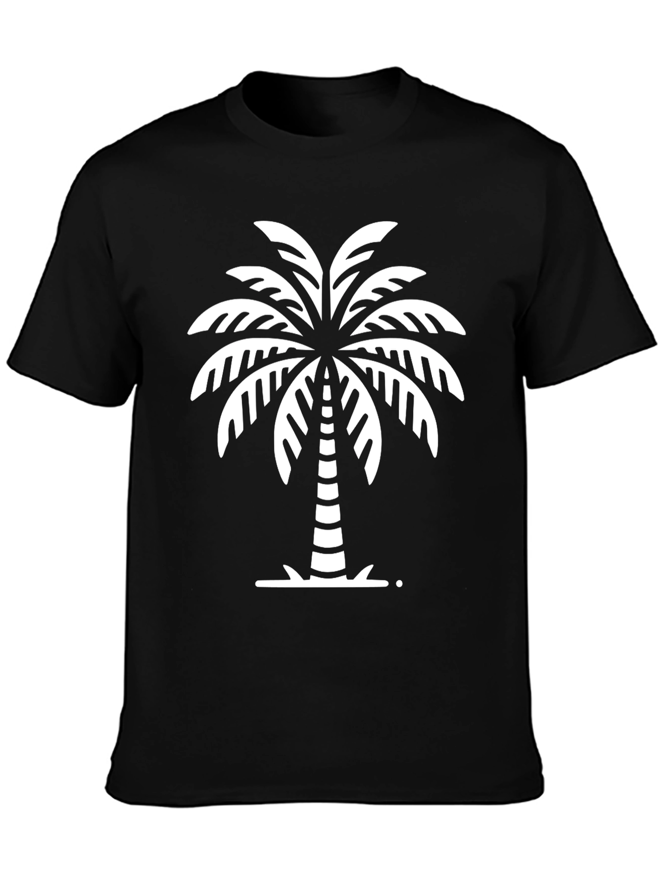 Tropical Palm Tree Graphic Tee - Black Cotton T-Shirt
