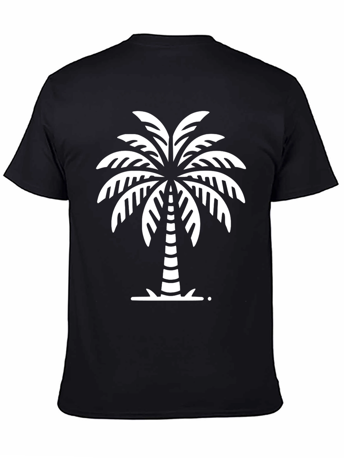 Tropical Palm Tree Graphic Tee - Black Cotton T-Shirt