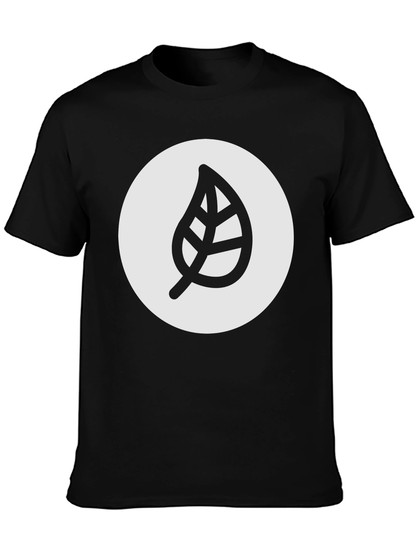 Leaf Logo Graphic Black T-Shirt - Casual Style