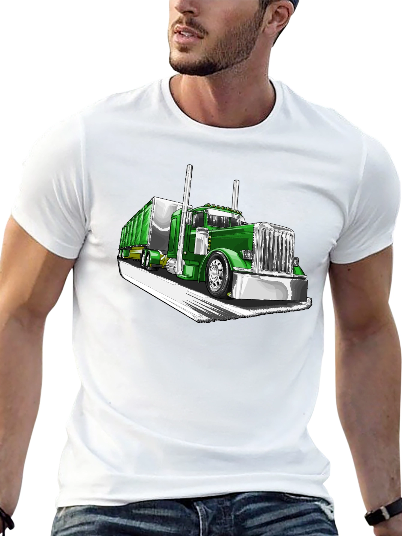 Green Truck Graphic Tee - Cool Car Shirt