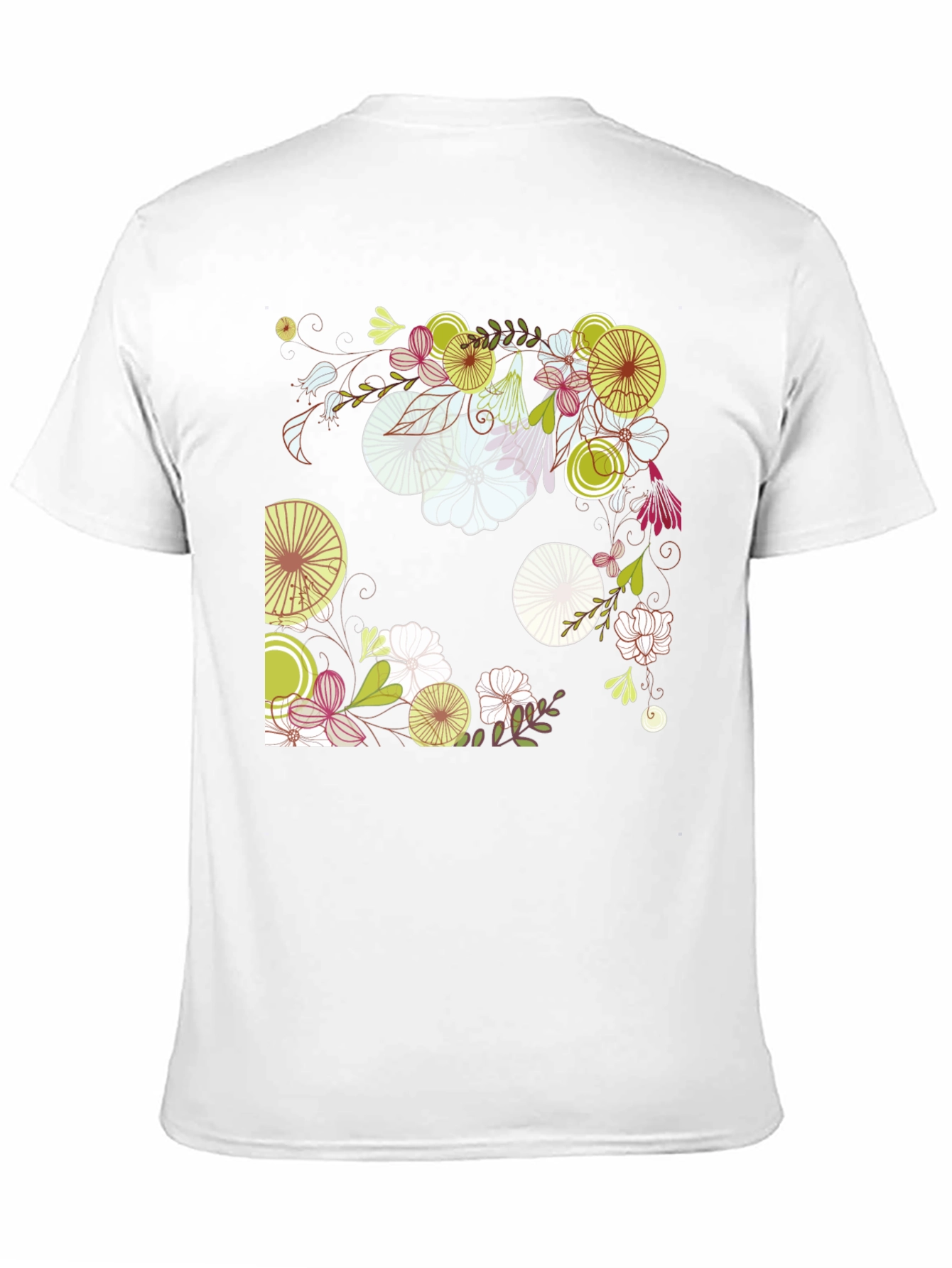 Floral Print Black Cotton T-Shirt