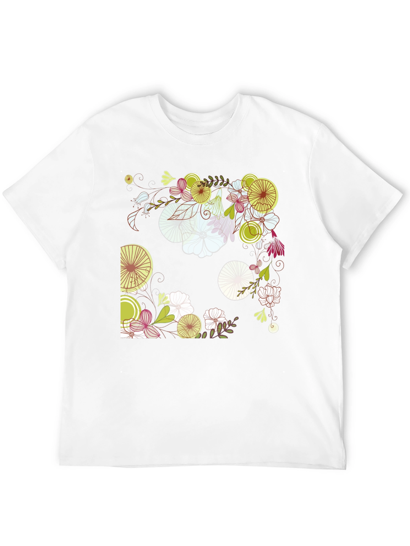 Floral Print Black Cotton T-Shirt