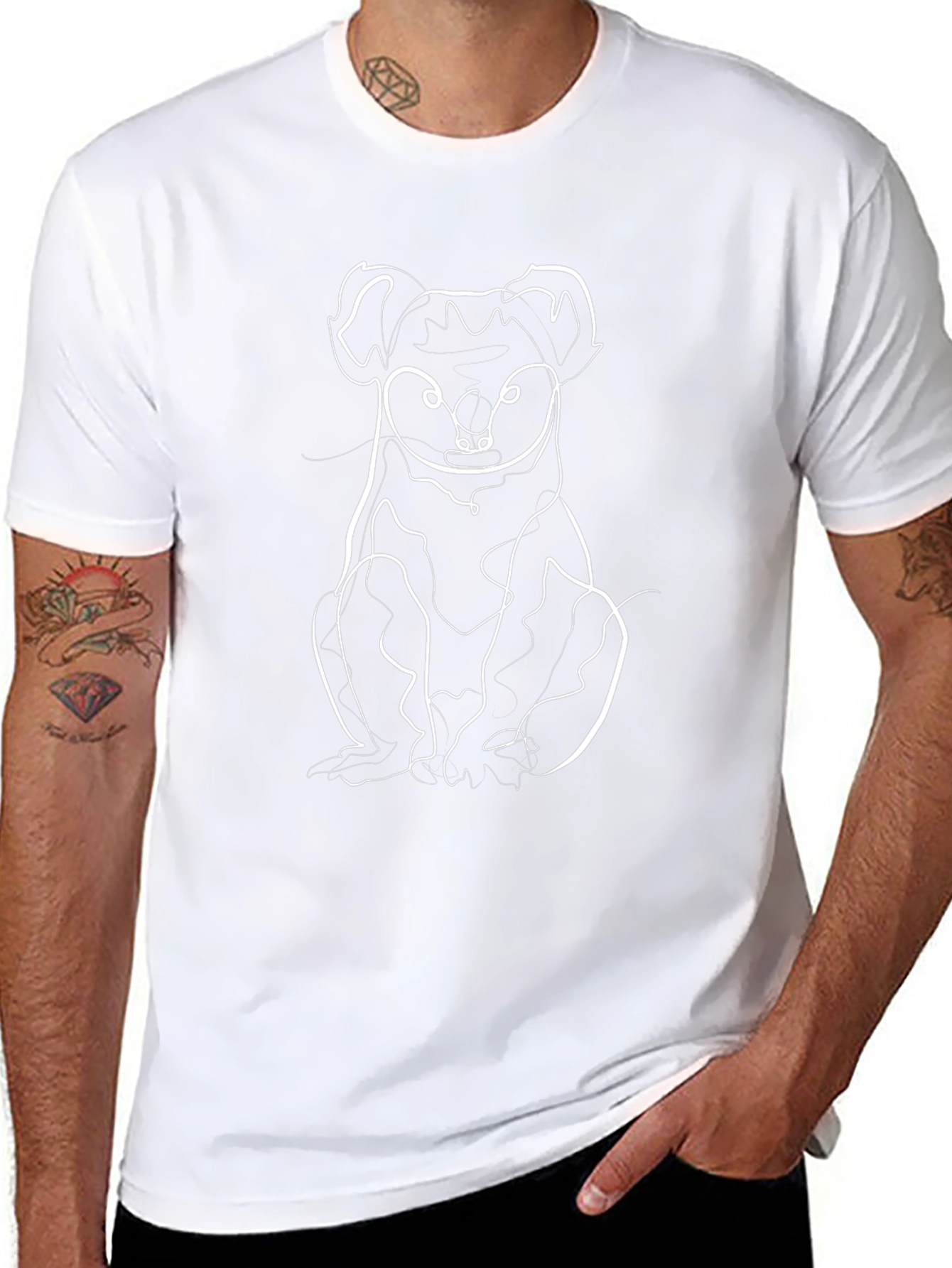 Koala Line Art Graphic Tee - Black T-Shirt