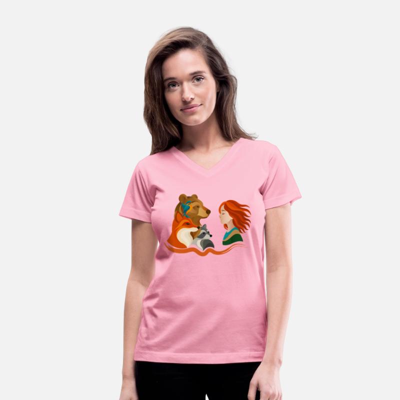 Girl with Red Hair and Forest Animals