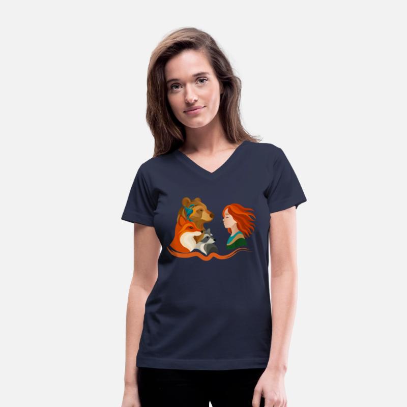 Girl with Red Hair and Forest Animals