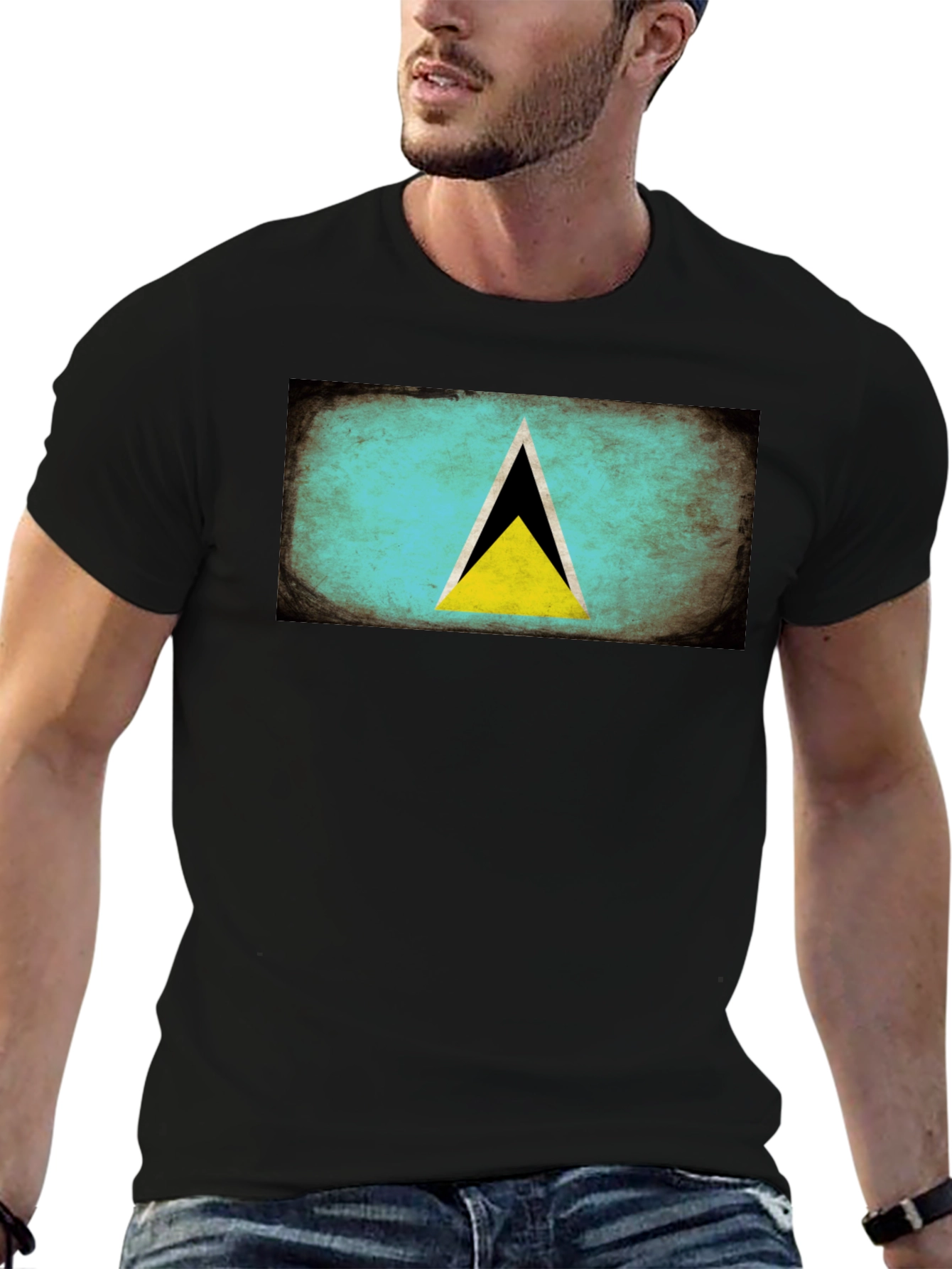Saint Lucia Flag T-Shirt - Distressed Design