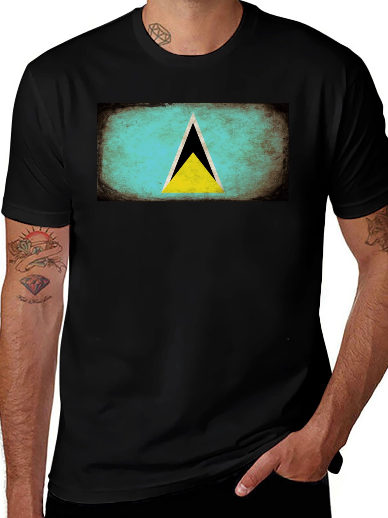 Saint Lucia Flag T-Shirt - Distressed Design