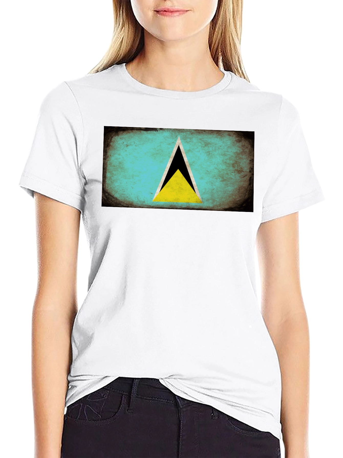 Saint Lucia Flag T-Shirt - Distressed Design
