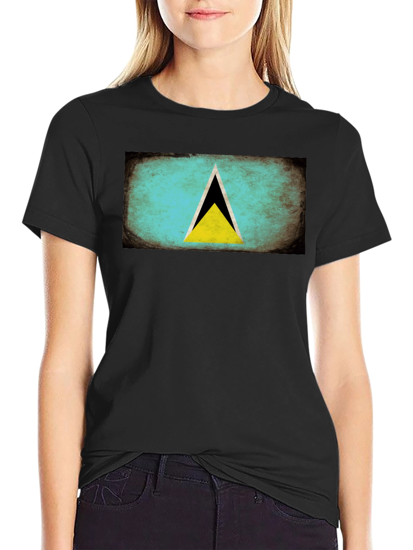 Saint Lucia Flag T-Shirt - Distressed Design