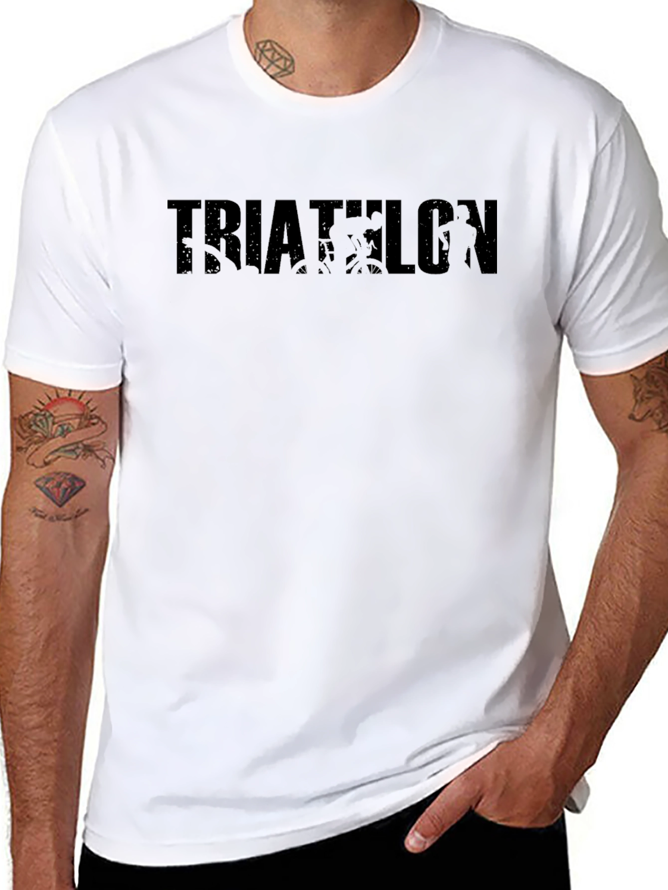Triathlon Athlete Black Graphic T-Shirt