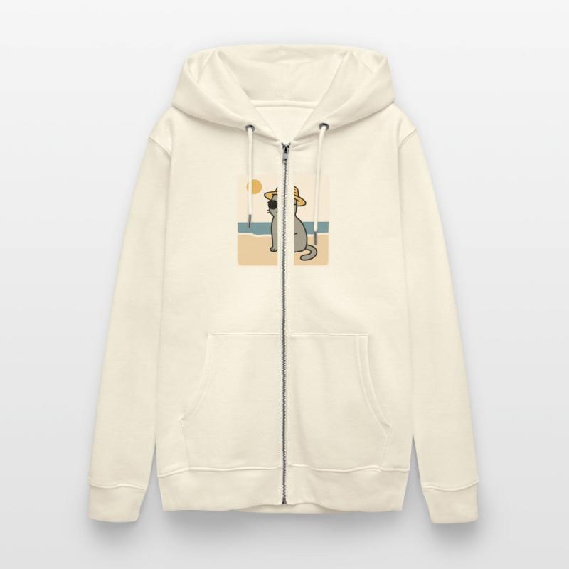 gray cat on the beach design