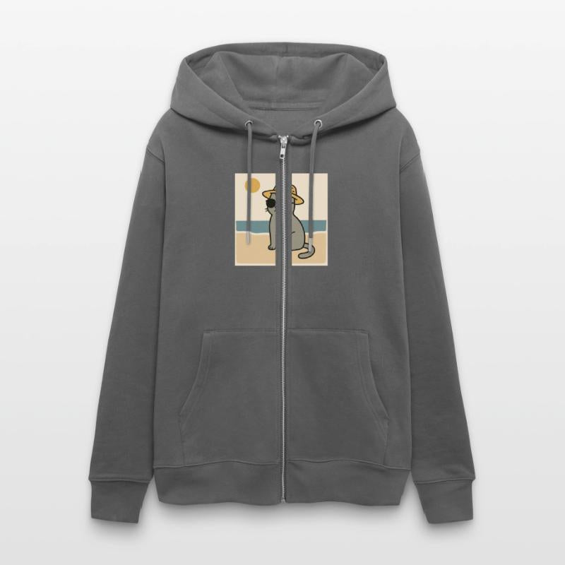 gray cat on the beach design