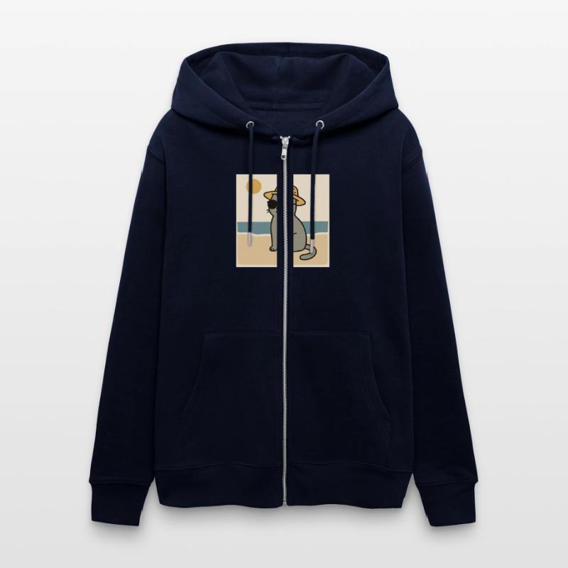 gray cat on the beach design